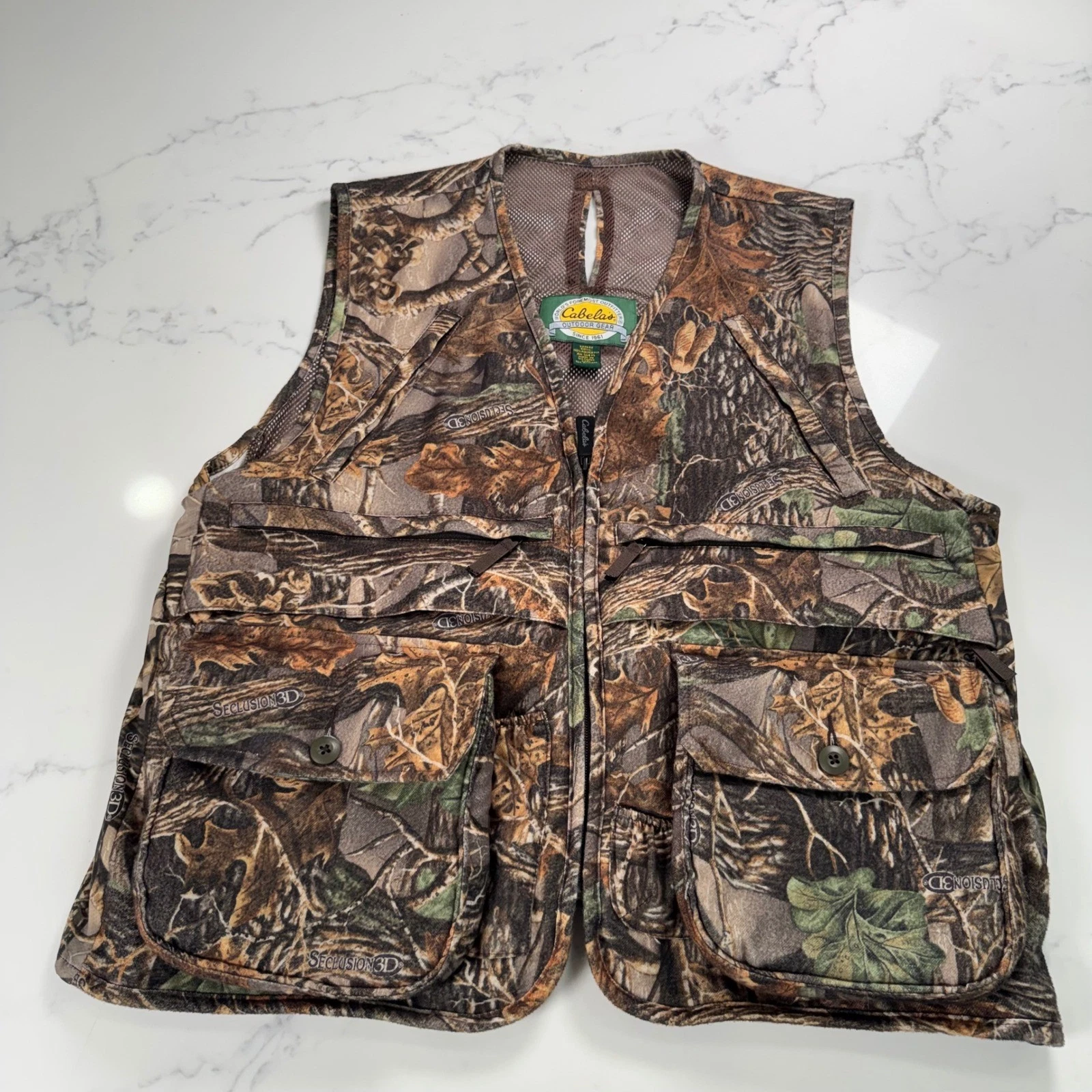 Cabela's Seclusion 3D Camo Vest Men's L Hunting Fishing Outdoor Utility
