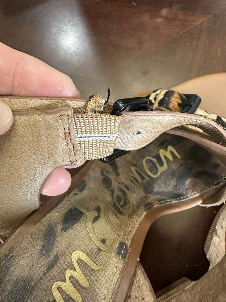 Sam Edelman 女式豹纹马毛楔形棕色 6.5 码带盒 — 第 4/4 张图片