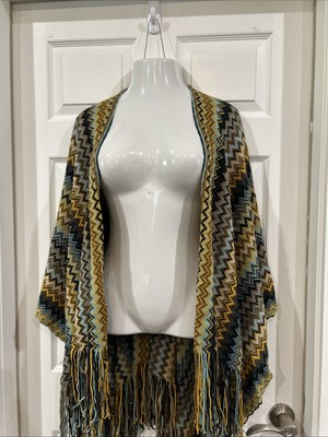 Knit Wrap Shawl Scarf Colorful Chevron Zig Zag Bohemian Chic 22'' X 55''