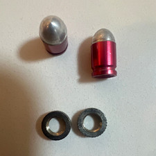 Presta Valve Stem Caps Red Anodized Bullet- Aluminum Old School with Collars 2ea