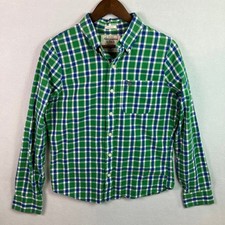 Abercrombie Fitch Muscle Fit Plaid Button-Down Shirt Men's Size M Green Blue