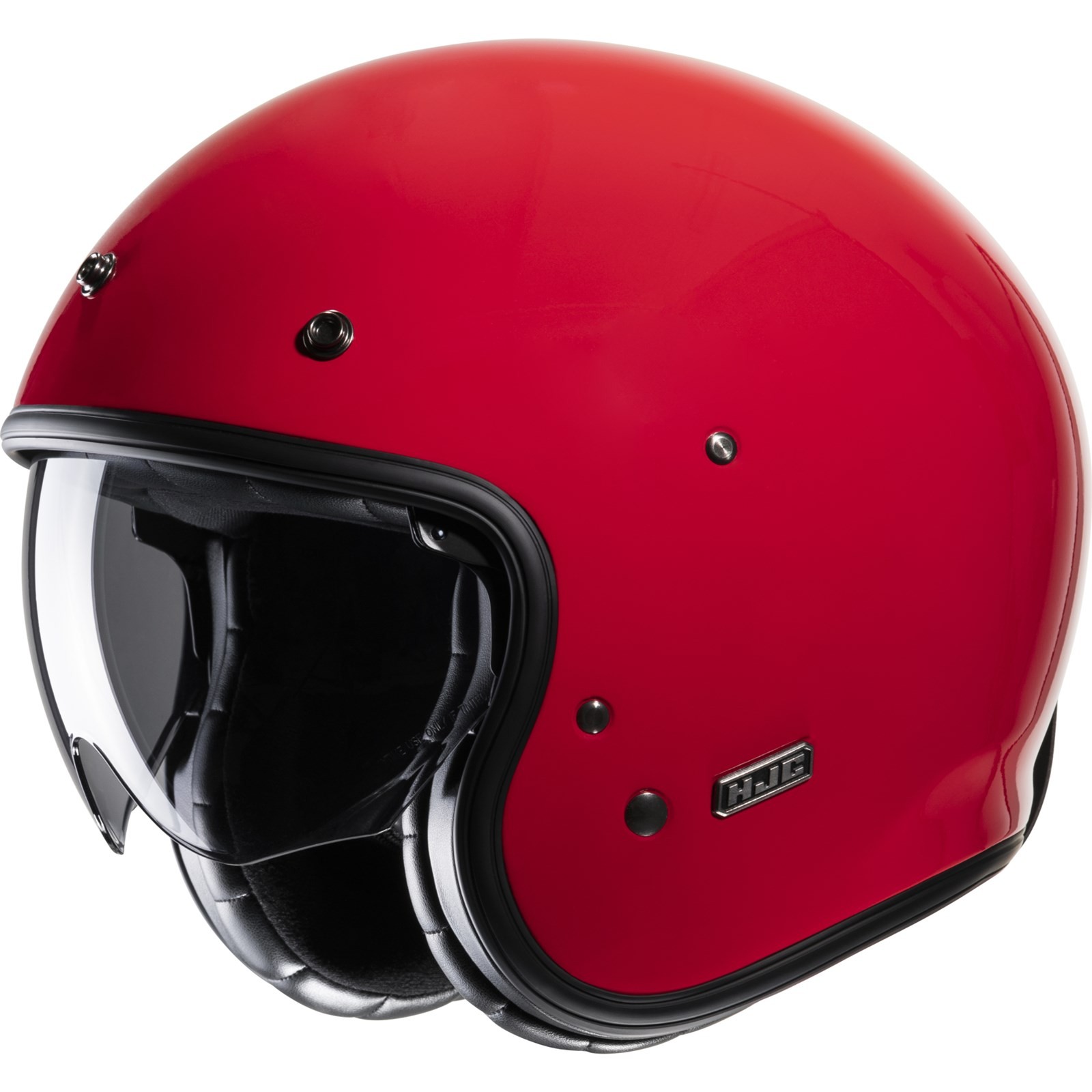 HJC Motorcycle Helmet V31 Solid Size XL Retro Jet Helmet With Sun Visor Red