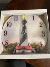 Light House Wall Clock Nice For Nautical Decor or Gifts 13” Diameter New In Box