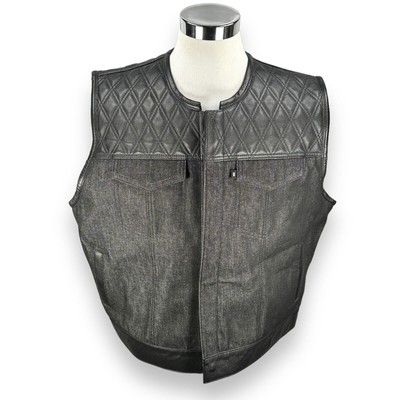 Espinoza's In Stock Diamond Stonewash Hybrid Vest Men's 3XL XXXL Biker Black New