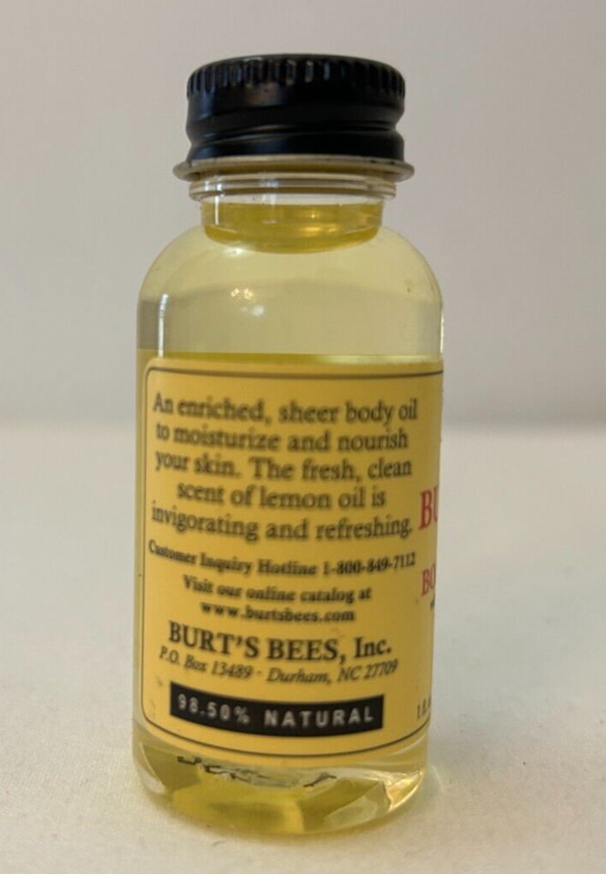 Vtg Burt's Bees Vitamin E Bath & Body Oil Sweet Almond Oil + Lemon Oil