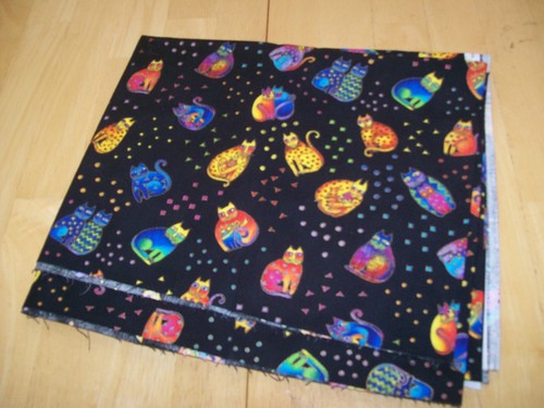 New Laurel Burch Fanciful Felines Black Cotton Fabric 1 Yard RARE 2007 Cats