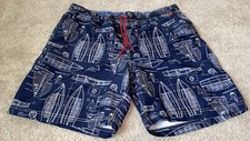 Lands End Swim Trunks Mens Navy Nautical Sail Boats Drawstring Size XL