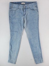 Free People Jeans Womens 27 Blue Skinny Diamond Geometric Allover Stretch Pants