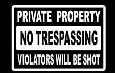 Private Property No Trespassing Decal security car house window vinyl sticker 