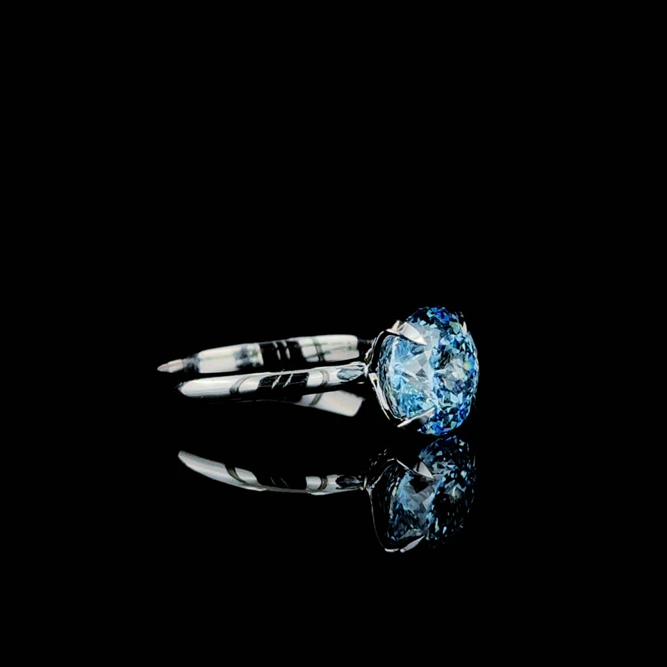 2.50 CT Round Portugal Lab Grown Diamond Fancy Vivid Blue VS1 With 14 KT Ring - Image 4 of 4