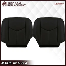 2003-2007 GMC Sierra Driver and Passenger Bottom Leather Seat Cover Dark Gray