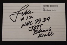 MORRIS LUKOWICH WINNIPEG JETS Autographed NHL Hockey Signed 3x5 Card 15A 
