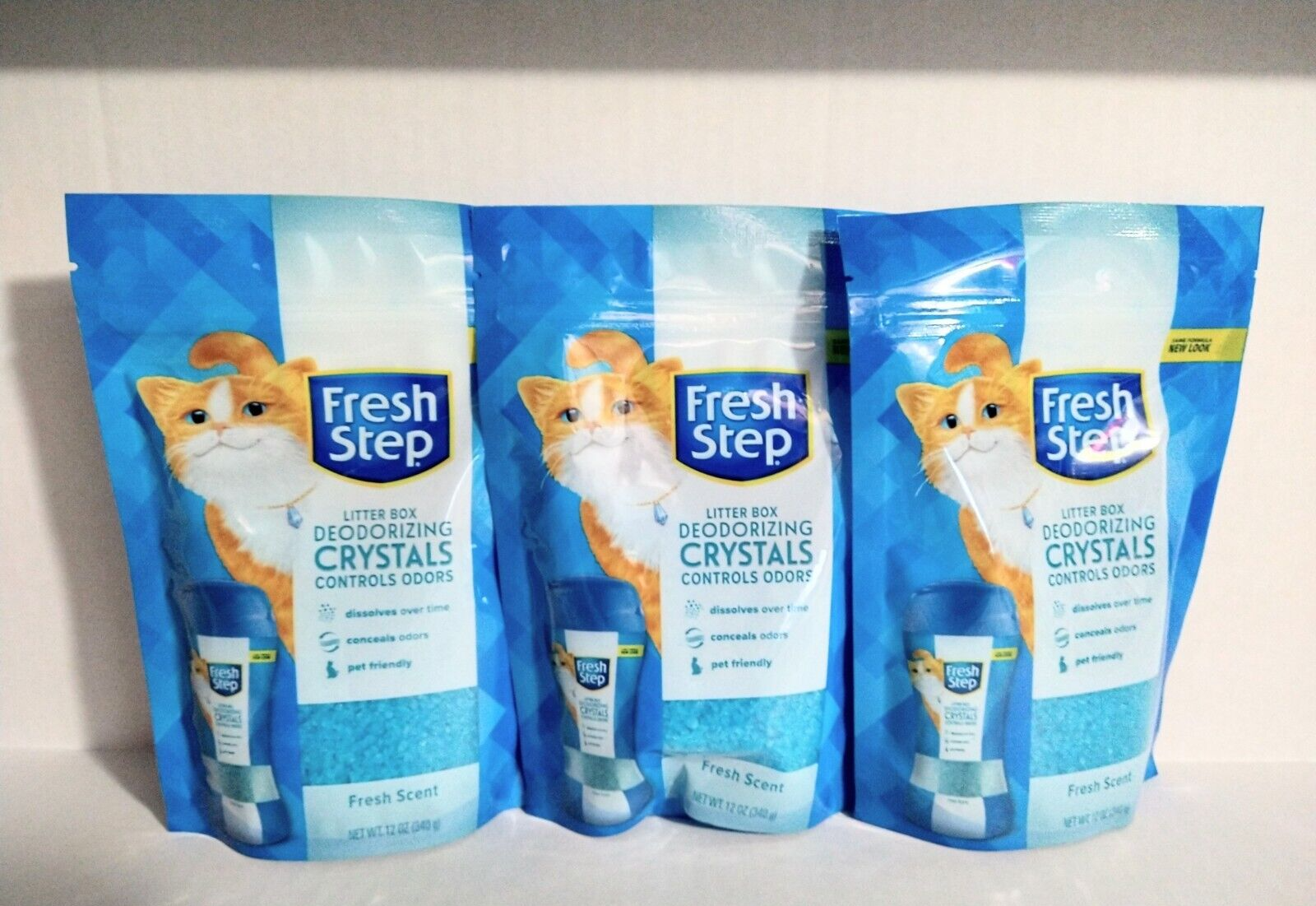3-Fresh Step Litter Box Deodorizing Crystals Fresh Scent Odor Control 12 oz LOT