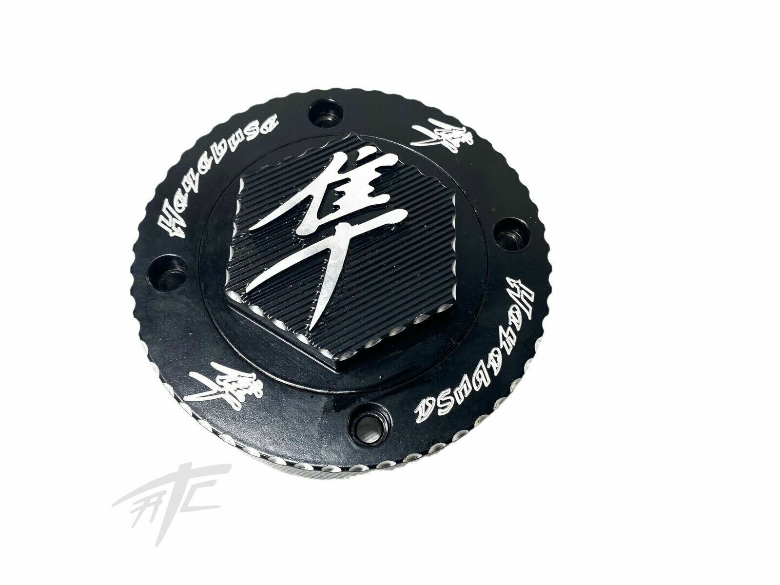 HAYABUSA BLACK CONTRAST CUT ENGRAVED KANJI 3D GAS CAP FOR 2004 SUZUKI HAYABUSA