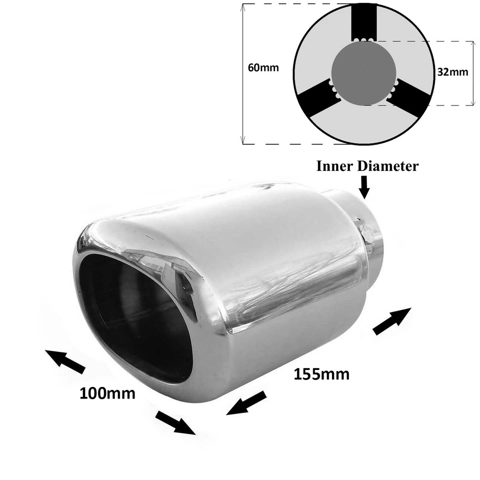 Exhaust Tip Trim Pipe Tail Muffler Chrome For Suzuki Grand Vitara Ignis Swift - Image 2 of 4