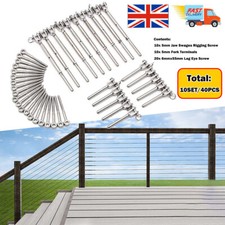 10 Pack Stainless Steel Wire Rope DIY Balustrade Kit Jaw Swage Fork Turnbuckle