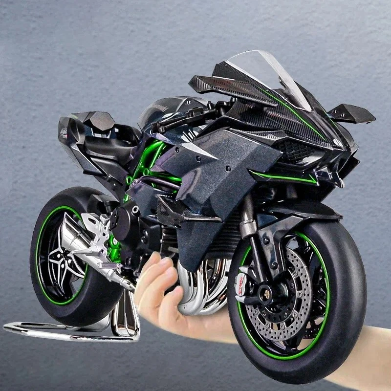 Modello Moto Kawasaki H2R Ninja 1:9 - Pressofuso in Lega, Luci, Veicolo Off-Road - Immagine 2 di 4