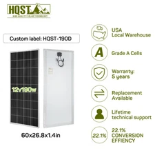 HQST 100W 190W 200W 12V Mocrystalline Solar Panel Off Grid RV Home Cabin Roof