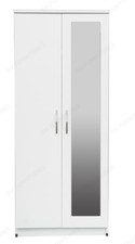 Tall Wooden White 2 Door Preassembled Wardrobe Bedroom Storage Hanging Bar