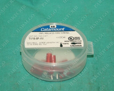 Thomas Betts TV18-8F-XV Vinyl Insulated Fork Terminal #8 red NEW