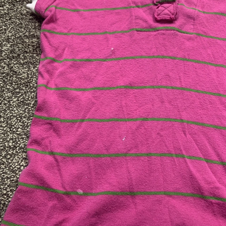 unionbay Niñas Grande Manga Corta Cuello Rosa Verde Camisa Rayas Foto 2 de 4