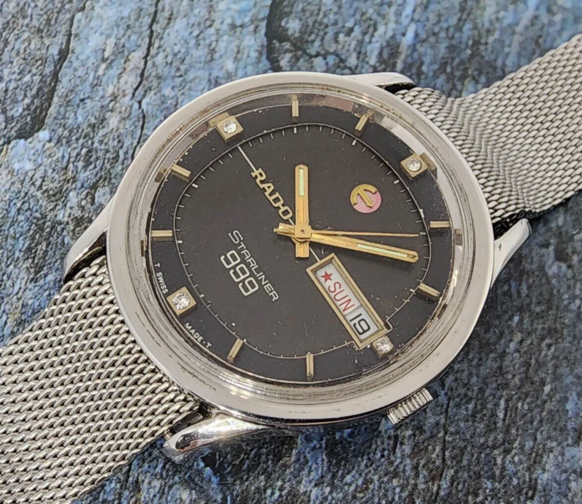 RADO STARLINER 999 AUTOMATIC DATE SWISS MADE STAINLESS STEEL VINTAGE 11778