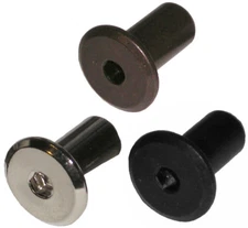 1/4" Furniture Connector 17mm Flat Cap Head Nuts - Chrome,  Black, Dark Bronze
