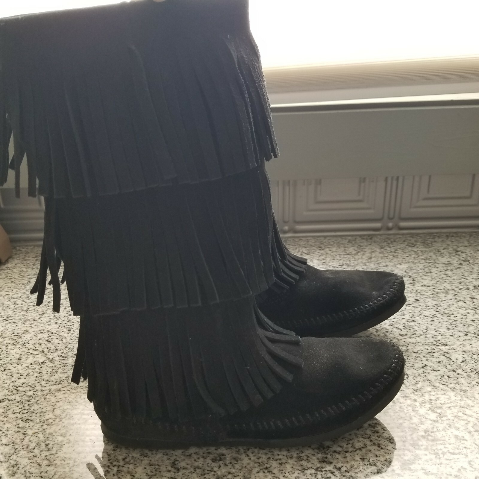 minnetonka black suede boots