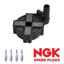 Ignition Coil & 4 NGK Iridium Spark Plugs for 1993-1994 Plymouth Colt 2.4L I4