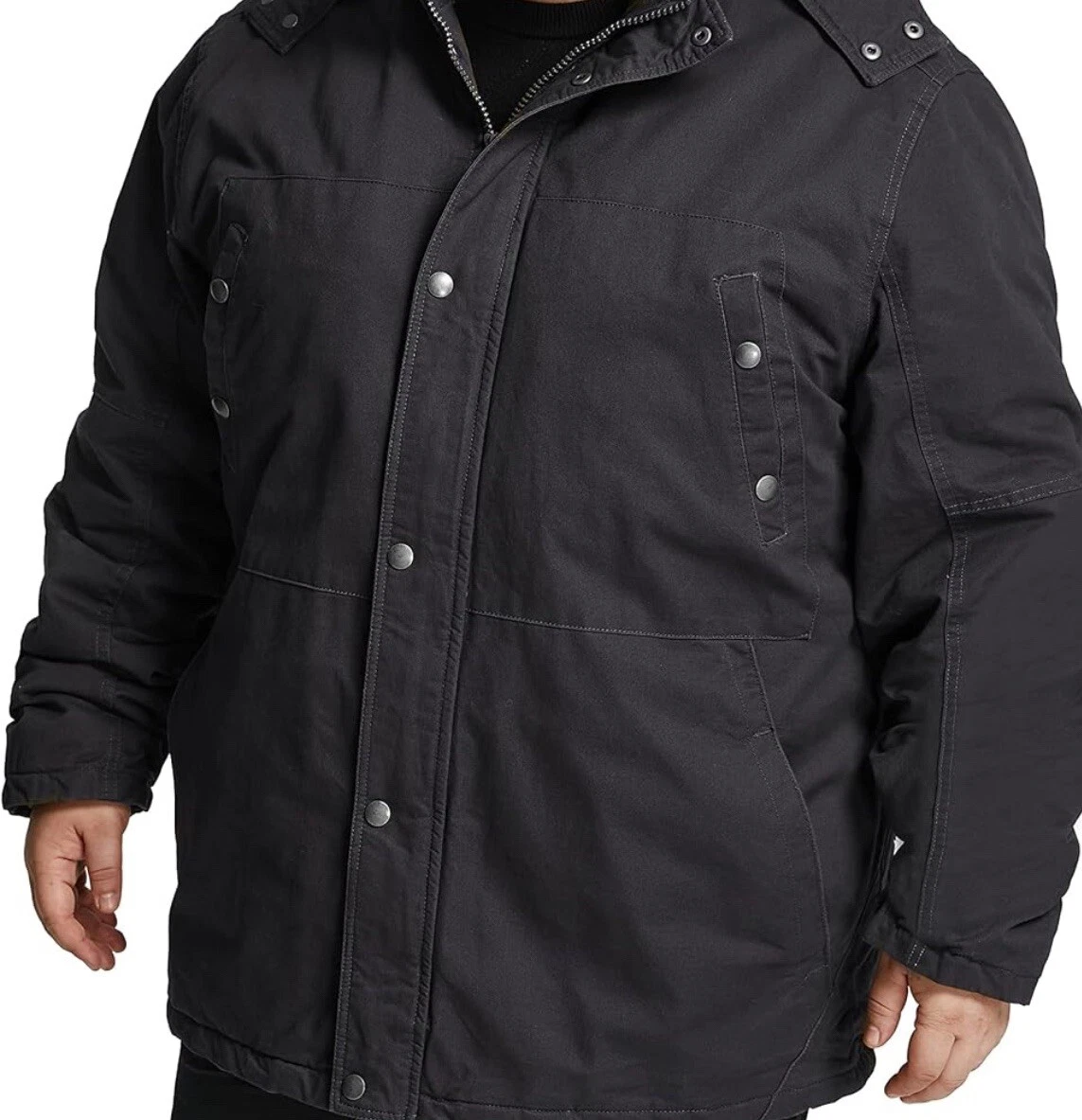 Soularge Men's Big and Tall Winter Jacket Warm Padded Parka Faux Fur Hooded Coat