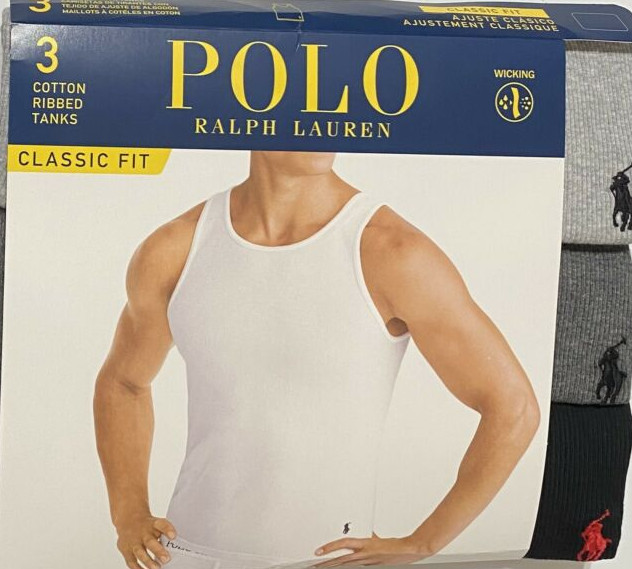 POLO RALPH LAUREN COTTON GRAY BLACK TANKS T-SHIRTS UNDERSHIRTS