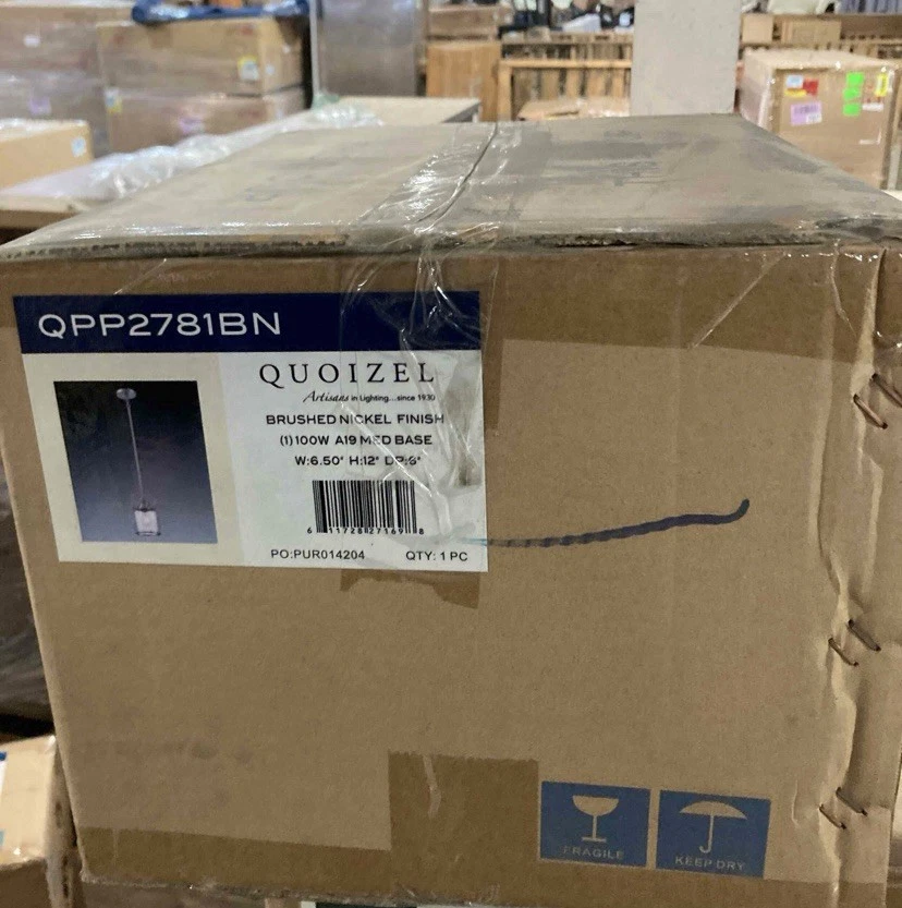 Mini luz colgante Quoizel Payson, 7 pulgadas 1 luz níquel cepillado Foto 2 de 2