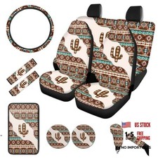 Set Of 12 Aztec Cactus Print Car Seat Covers - Southwest Tribal Cars