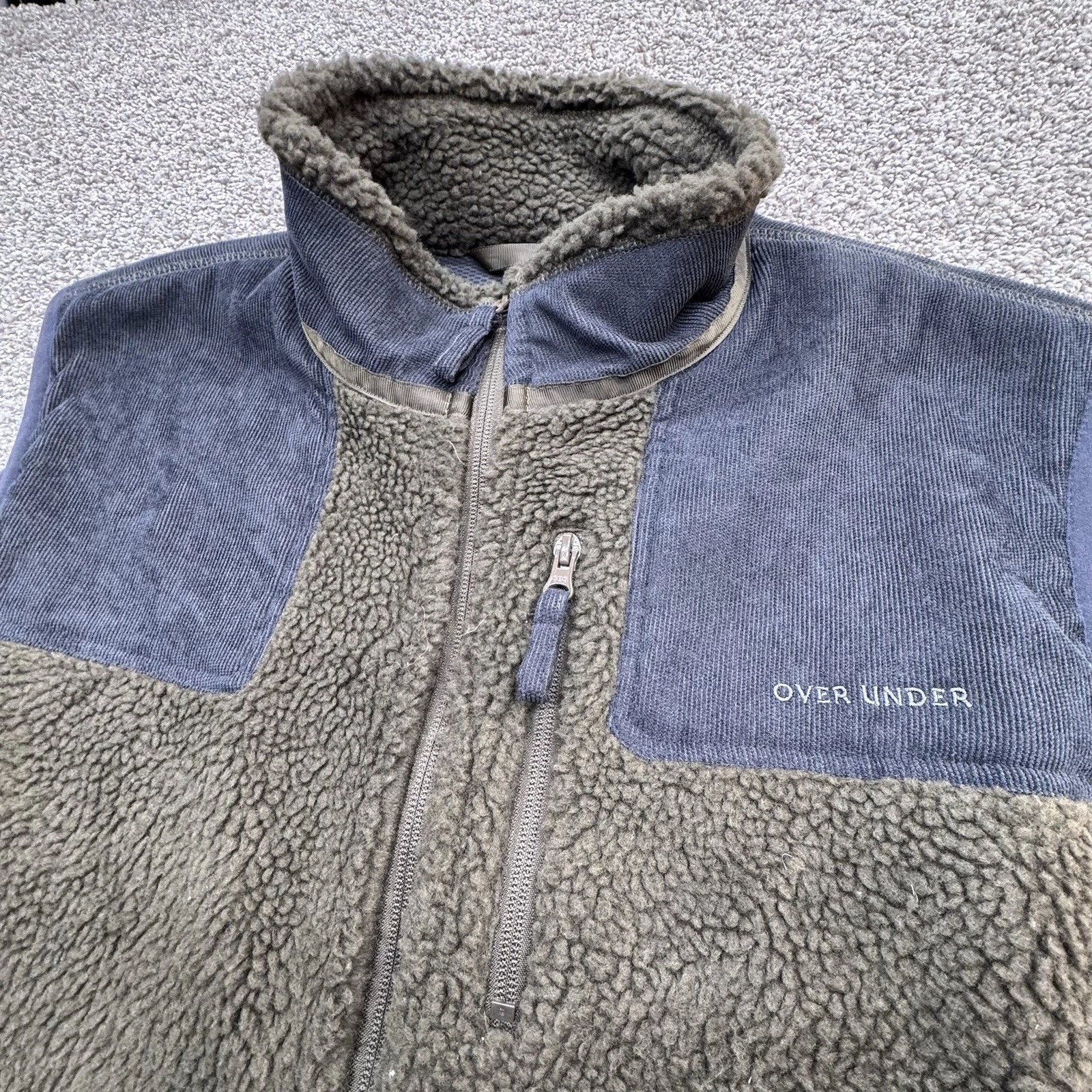 Over Under Men’s Fleece Sherpa Vest Kings Canyon Size XL Gray Brown Zip
