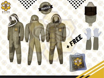 Beekeeping Suit 3 Layer Mesh Green Ventilated Sting Protected Fencing Veil S-3XL