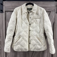 Eddie Bauer Women's SMALL 100 Premium Goose Down Quilted Jacket Ivory Outdoor