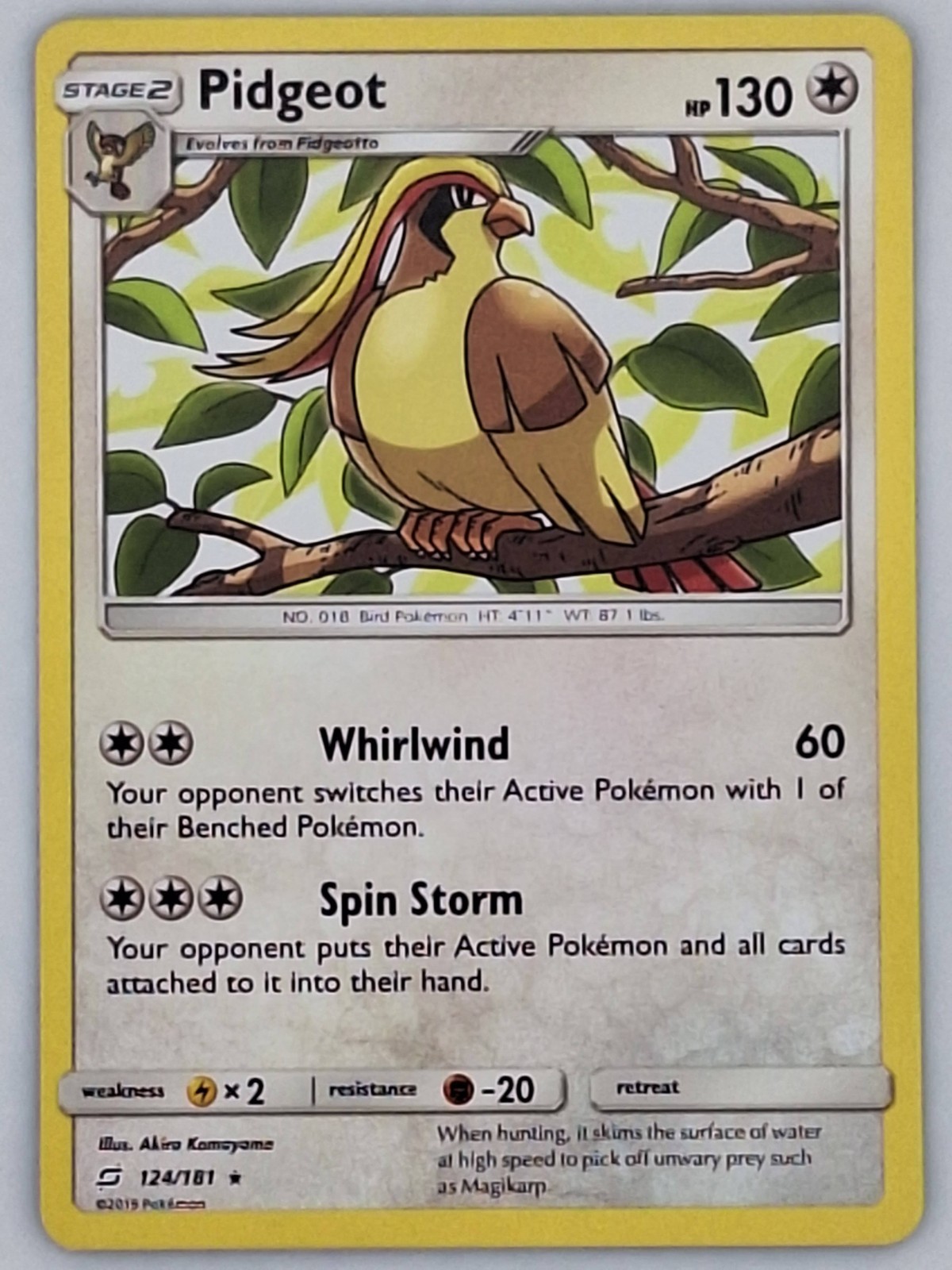 Pidgeot 124/181 Pokemon - Sun & Moon Team Up MP