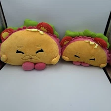 Shopkins Terrie Taco Plush Lot Of 2 Stuffed Doll Toy Pillow Sewn Eyes 6"- 11"
