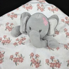Modern Baby Elephant Lovey Security Blanket Plush Toy Teether Rattle Floral