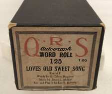 Vintage QRS Player Piano Roll 125 LOVES OLD SWEET SONG BINGHAM MOLLOY ROBERTS