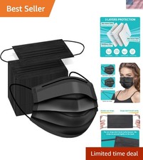 100 PIEZAS Cara Desechable, Negro Desechable, 3 Capas Protección Cara