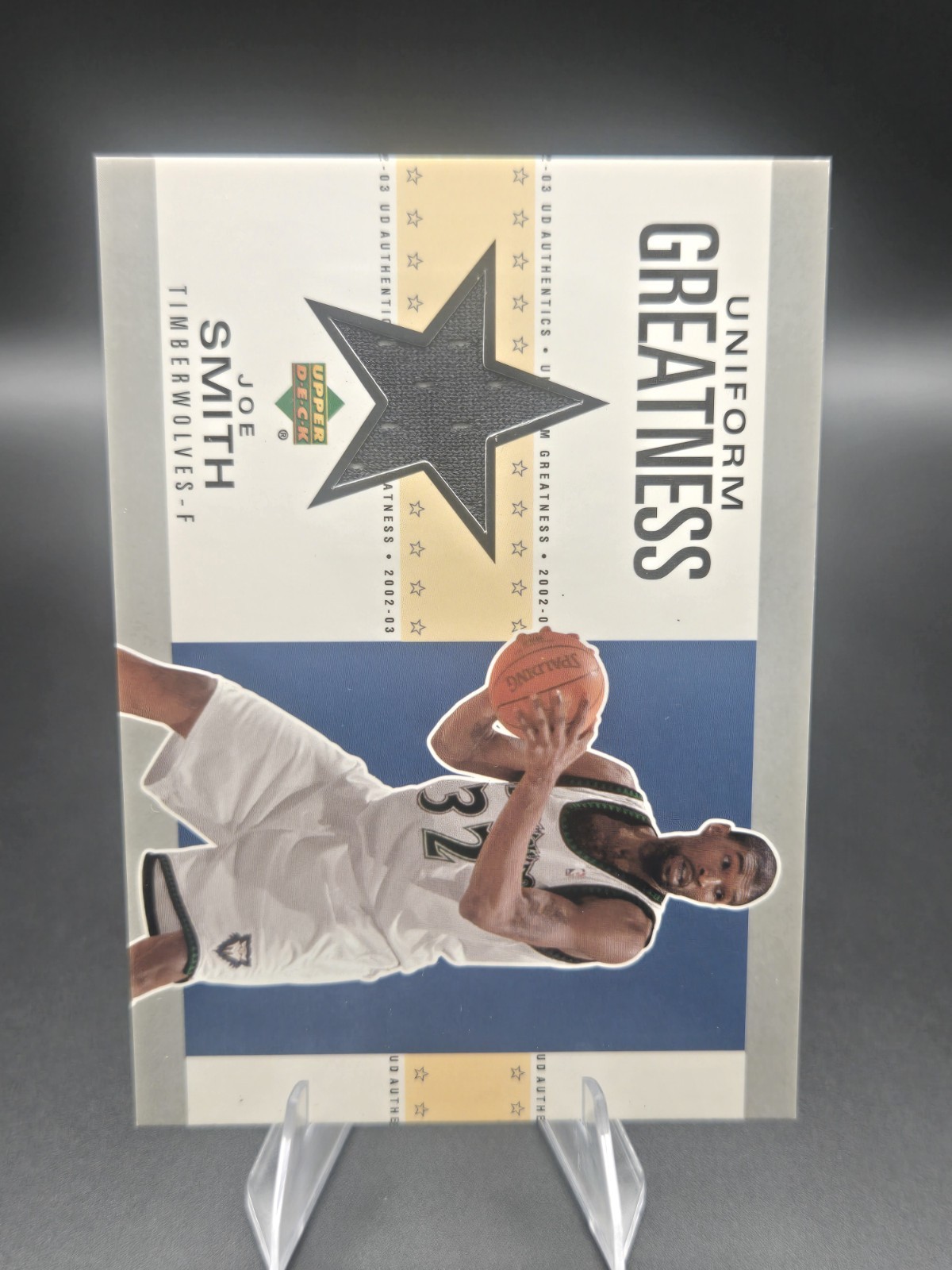 2002-03 UD AUTHENTICS JOE SMITH GAME USED JERSEY UNIFORM GREATNESS TIMBERWOLVES view 3