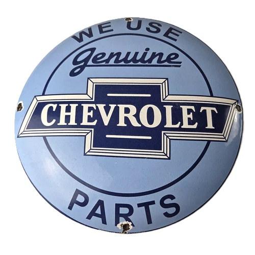 Vintage Chevrolet Sign - Porcelain Button Convex Sales Dealer Gas Oil Pump Sign