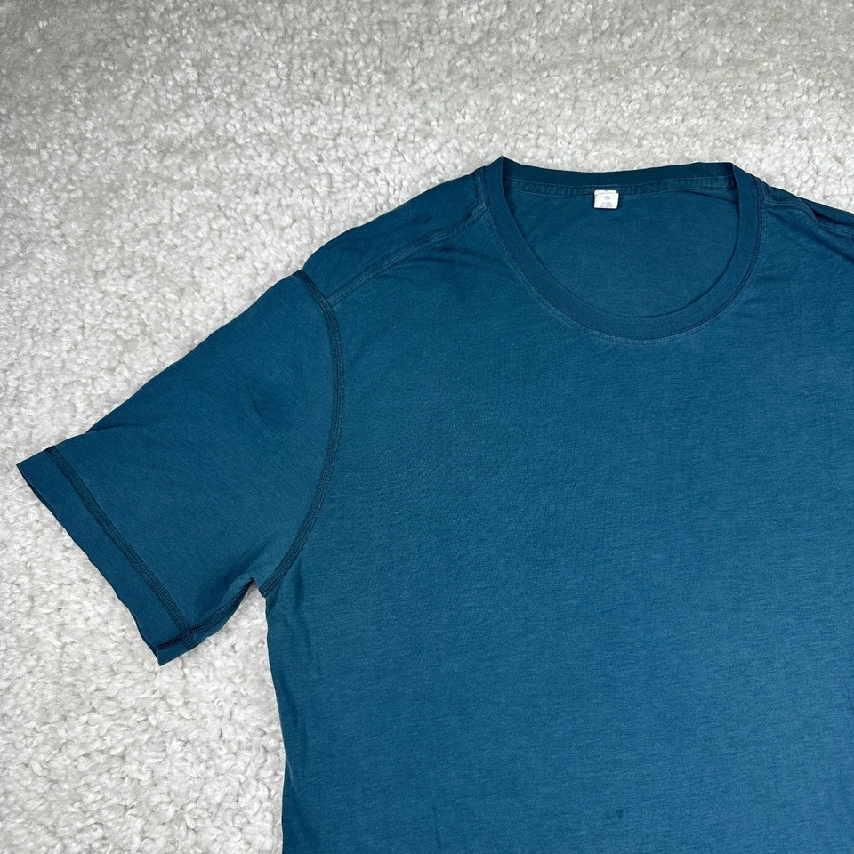 Lululemon T-Shirt Mens Medium Blue Performance Wicking Tee Active Gym- FLAW - Image 2 of 4