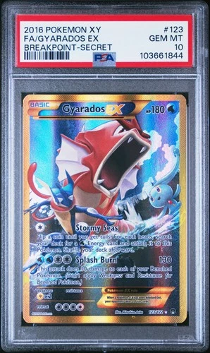 2016 POKEMON XY BREAKPOINT SECRET #123 FULL ART/GYARADOS EX PSA 10