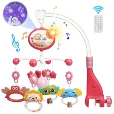 NEW Baby Mobile for Crib Bassinet Remote Control Rotation Starlight Projection
