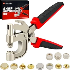 Snap Button Kit, Heavy Duty Snap Fastener Tool with Built-in Hole Punch, 20 S...