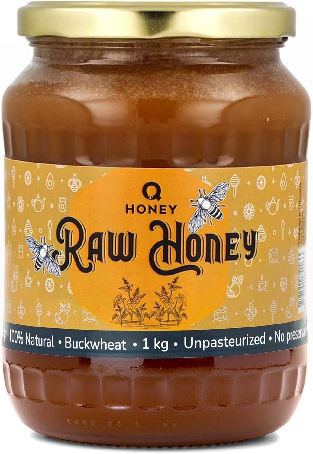 Q Honey Raw Buckwheat Honey 1kg, Unfiltered & Unheated, BB 12/27