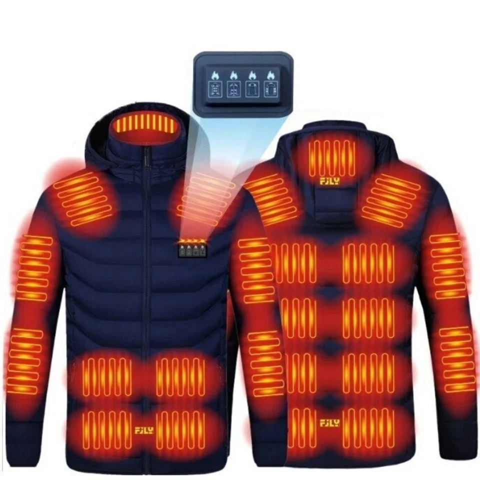 Men 21 Areas Heated Jacket USB Electric Heating Vest Winter Outdoor Warm Coat - Image 2 of 4