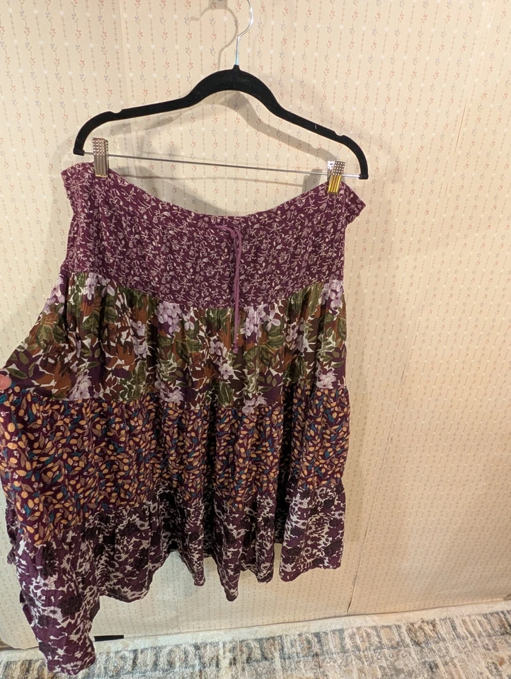 复古扫帚嬉皮裙 M Cottage Core 领带 腰部 分层 巫婆 — 第 3/4 张图片